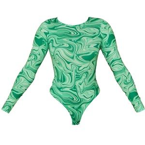 BRAND NEW green swirl designed bodysuit from Pretty Little Thing! Never worn
